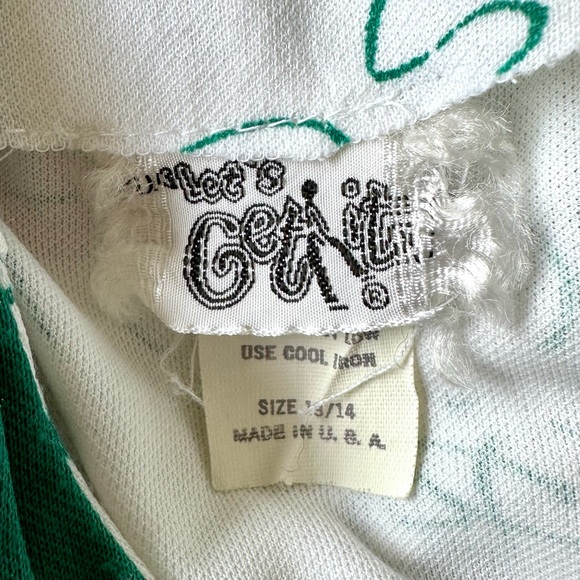 🦚VINTAGE 80s Green Knit Floral Peplum Belted Short Sleeve Dress - Picture 8 of 8